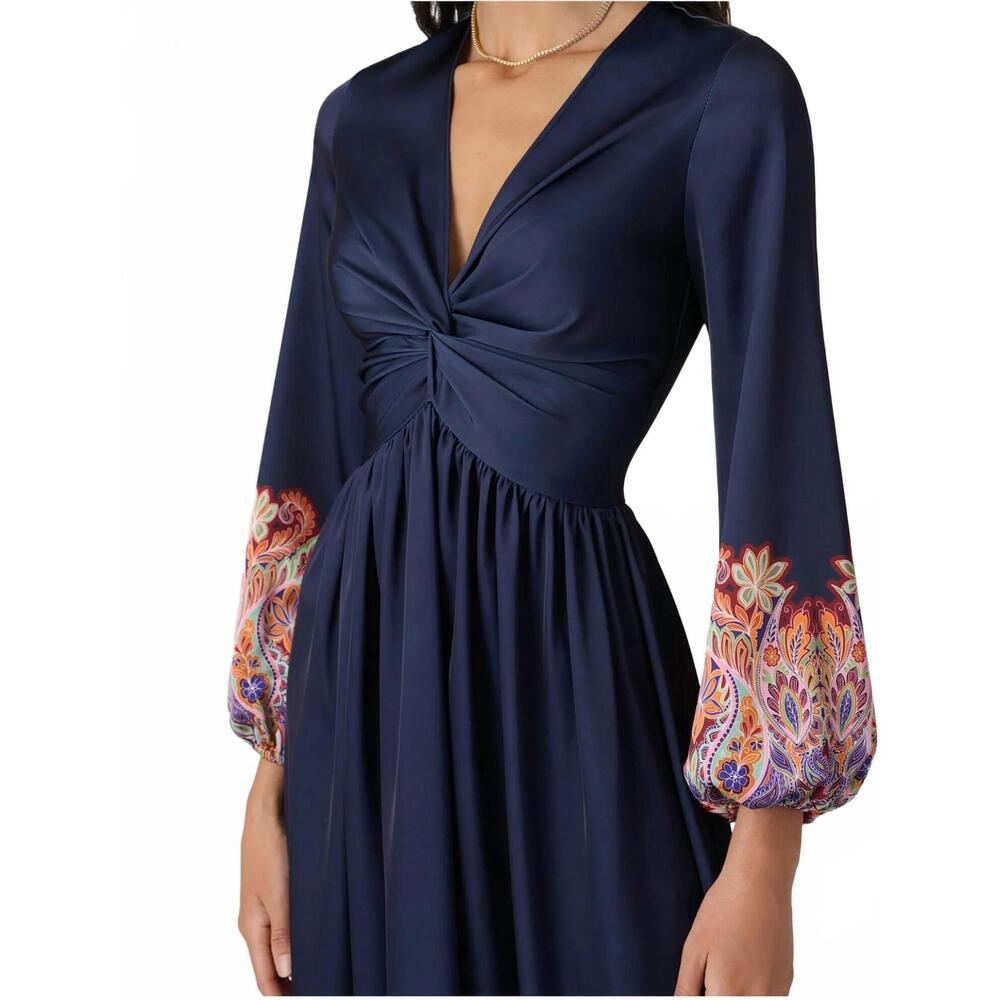 NEW SHOSHANNA calla dress in navy multi - Picture 3 of 4